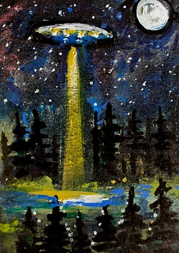 Dipinto originale aceo - originale, ufo